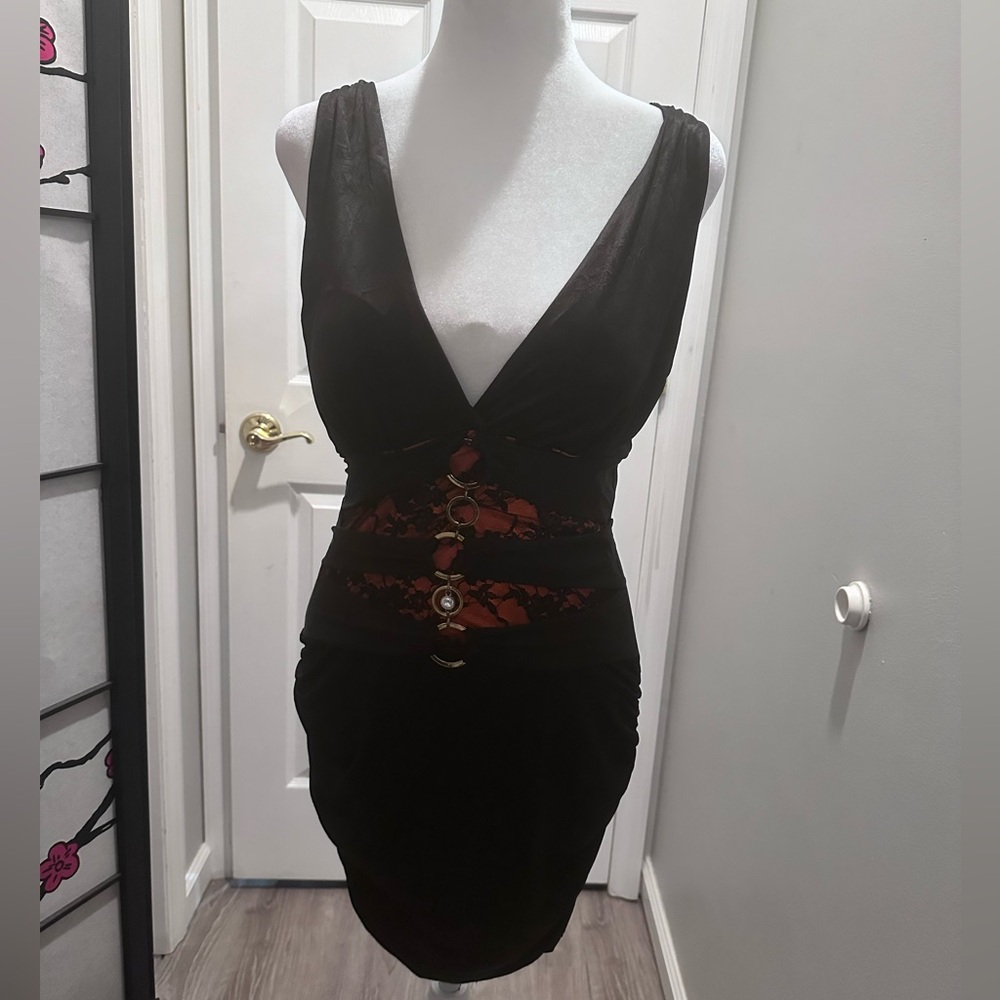 Black/orange mini dress size M